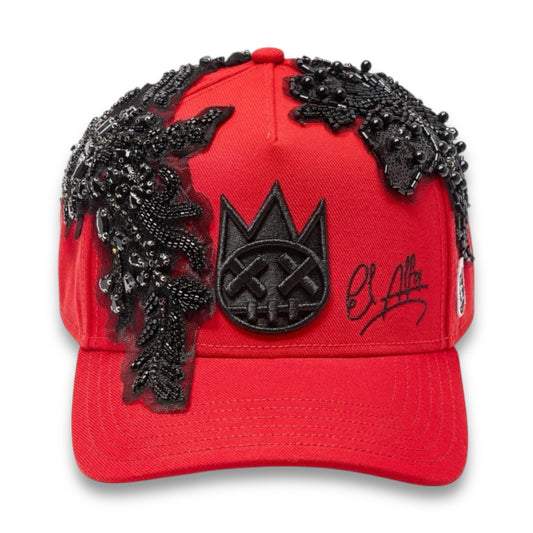 CULT X EL ALFA LUREX EMB LOGO TRUCKER HAT RED
