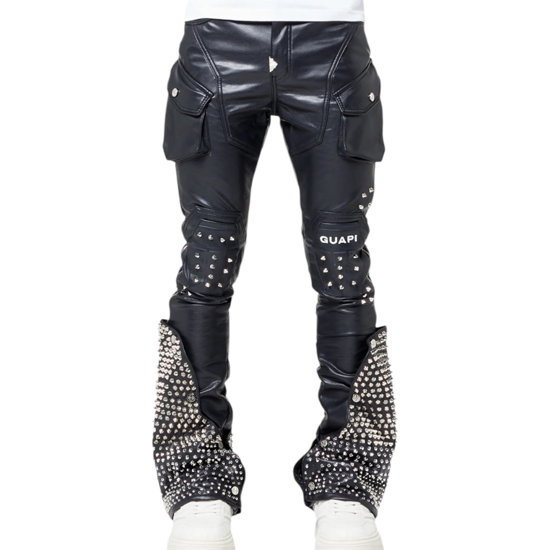 GUAPI BLACK COFFIN ARC LEATHER JEANS V2