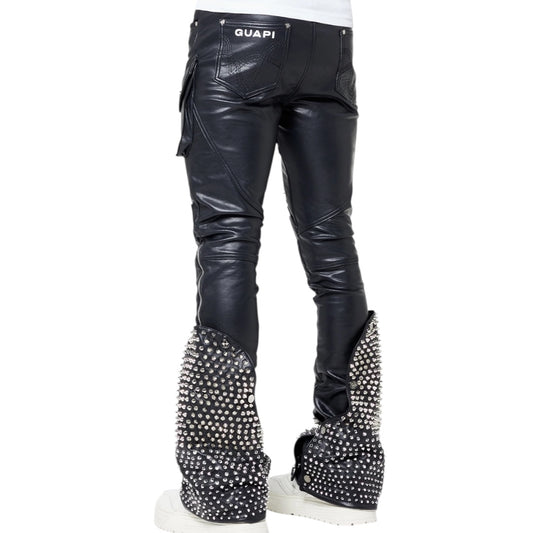 GUAPI BLACK COFFIN ARC LEATHER JEANS V2