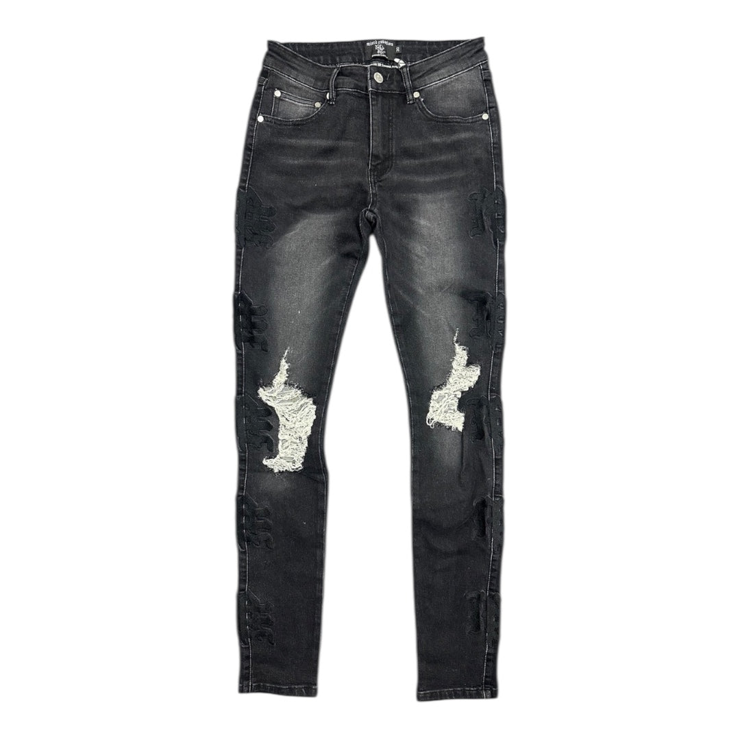 MIXED EMOTION 'MIDNIGHT' MONOGRAM DENIM