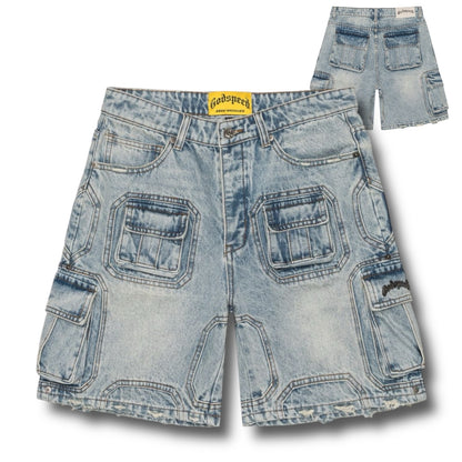 GODSPEED 'OCTAGON CARGO' DENIM SHORTS