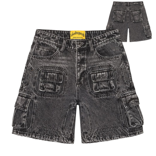 GODSPEED 'OCTAGON CARGO' DENIM SHORTS