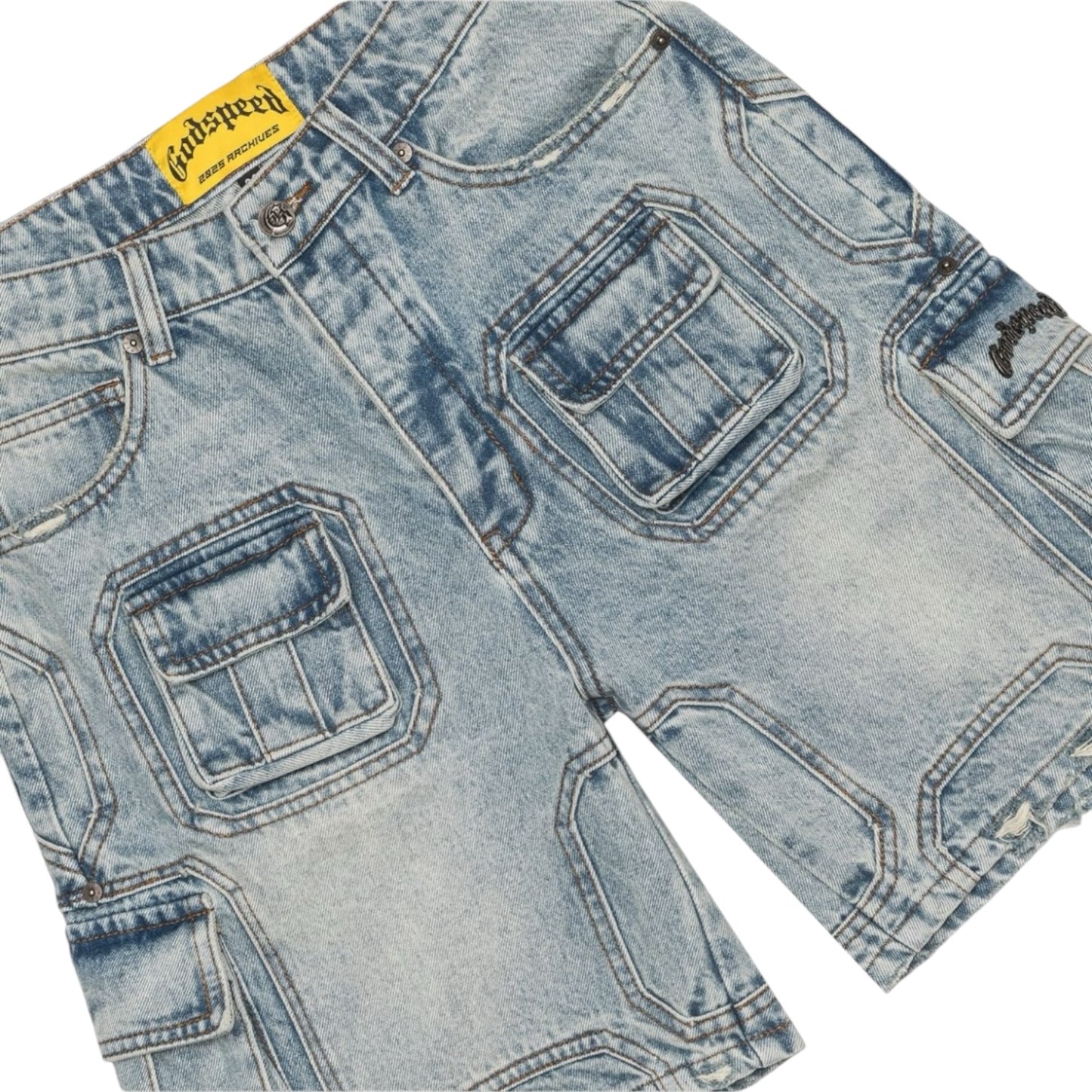 GODSPEED 'OCTAGON CARGO' DENIM SHORTS