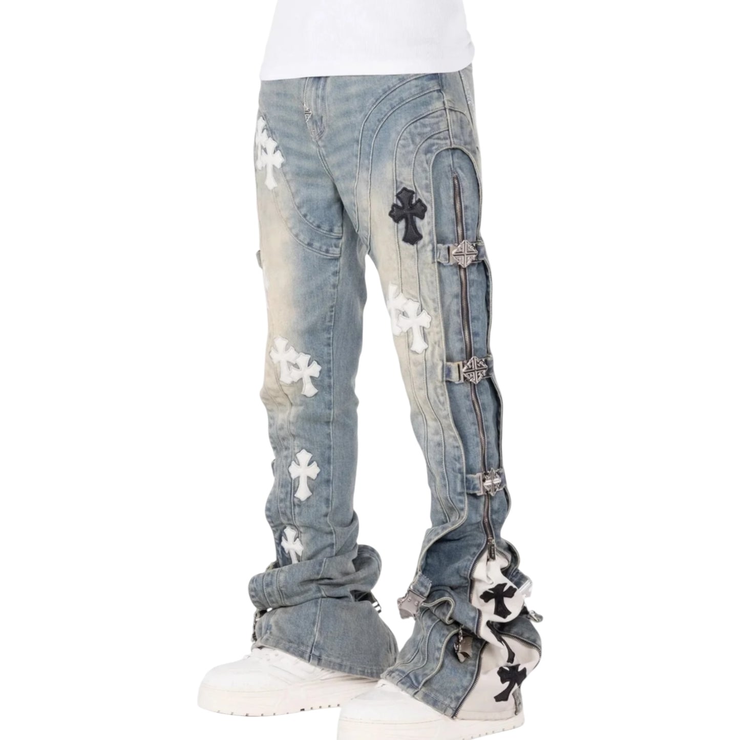 GUAPI 'CROSS BUCKLE' DENIM (VINTAGE BLUE)