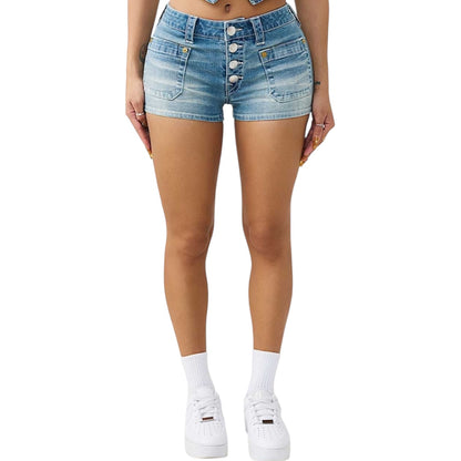 TRUE RELIGION FRONT POCKET DENIM SHORTS