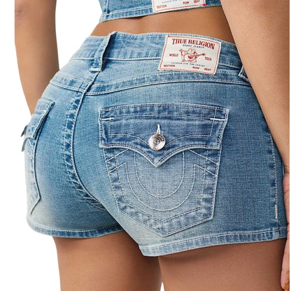 TRUE RELIGION FRONT POCKET DENIM SHORTS