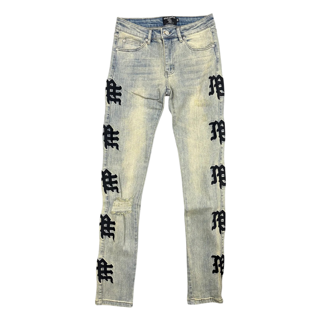 MIXED EMOTION 'DESERT' MONOGRAM DENIM