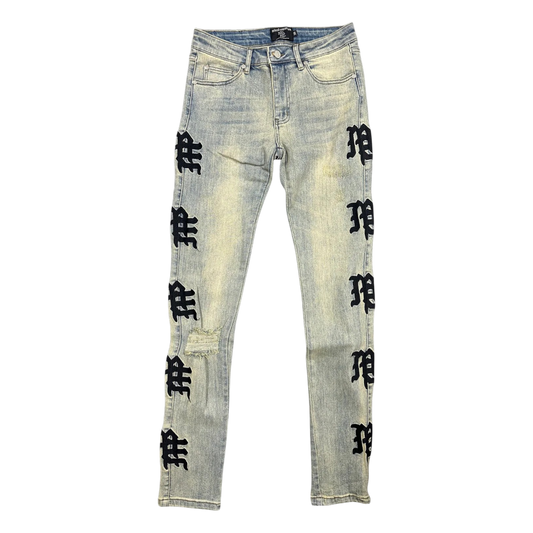 MIXED EMOTION 'DESERT' MONOGRAM DENIM