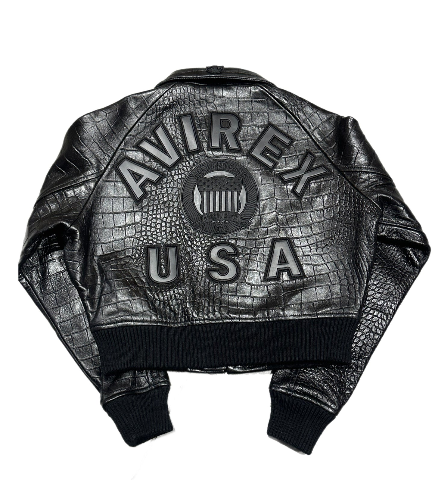 22AWF24IO27 AVIREX CROC CROP JCKT 001/BLACK