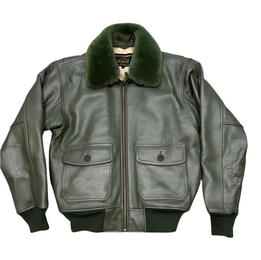 SCHOTT G1S SCHOTT LEATHER JACKET GREEN