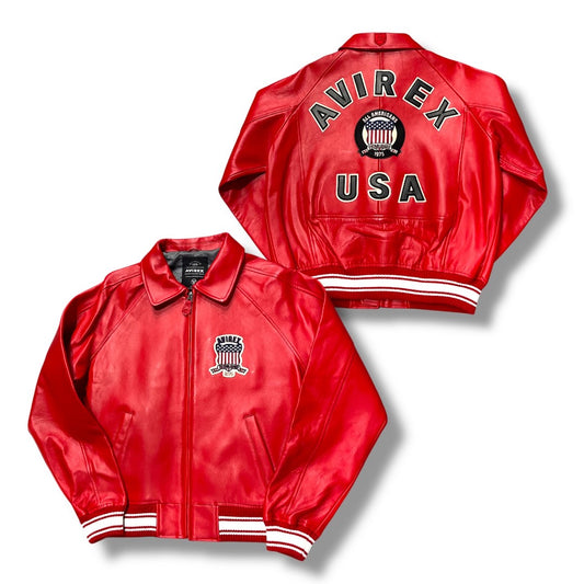 AVIREX ICON LEATHER JACKET SALVAGE RED 44AVF20BO01