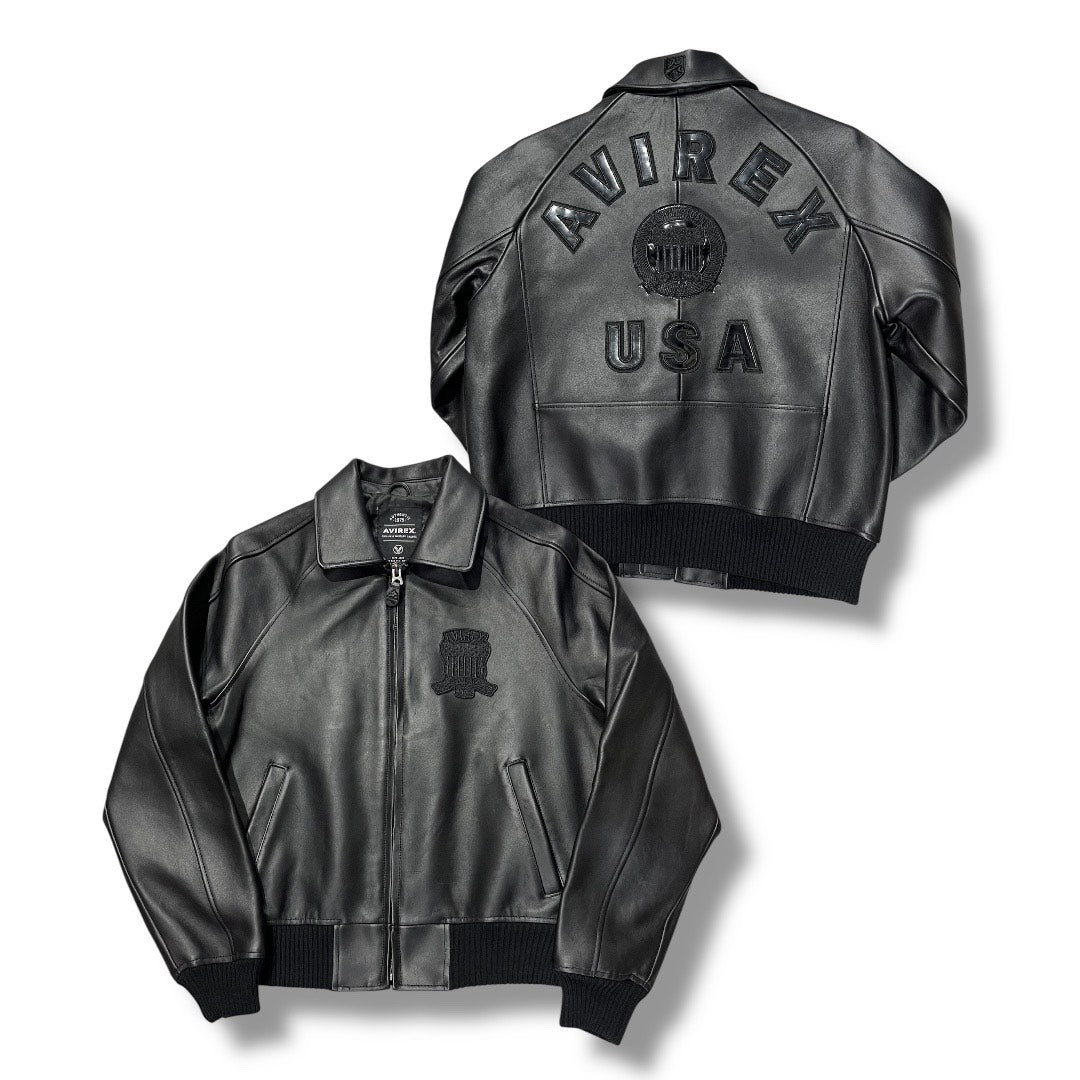 AVIREX ICON LEATHER JACKET BLACK 44AVF20BO01