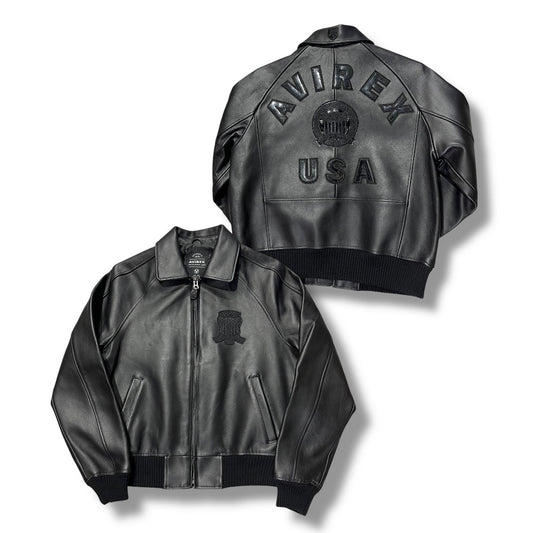 AVIREX ICON LEATHER JACKET BLACK 44AVF20BO01