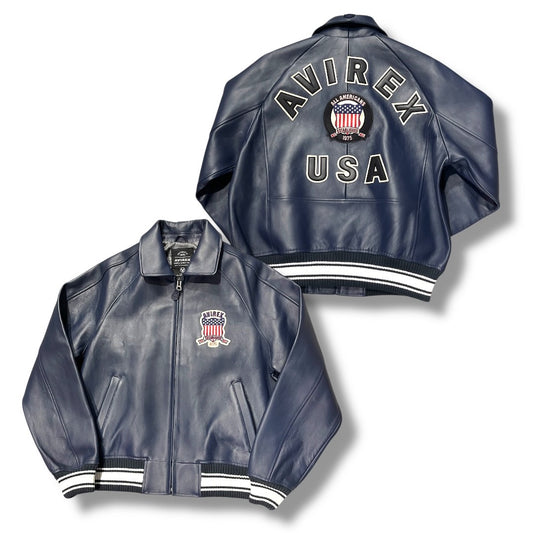 AVIREX ICON LEATHER JACKET NAVY 44AVF20BO01
