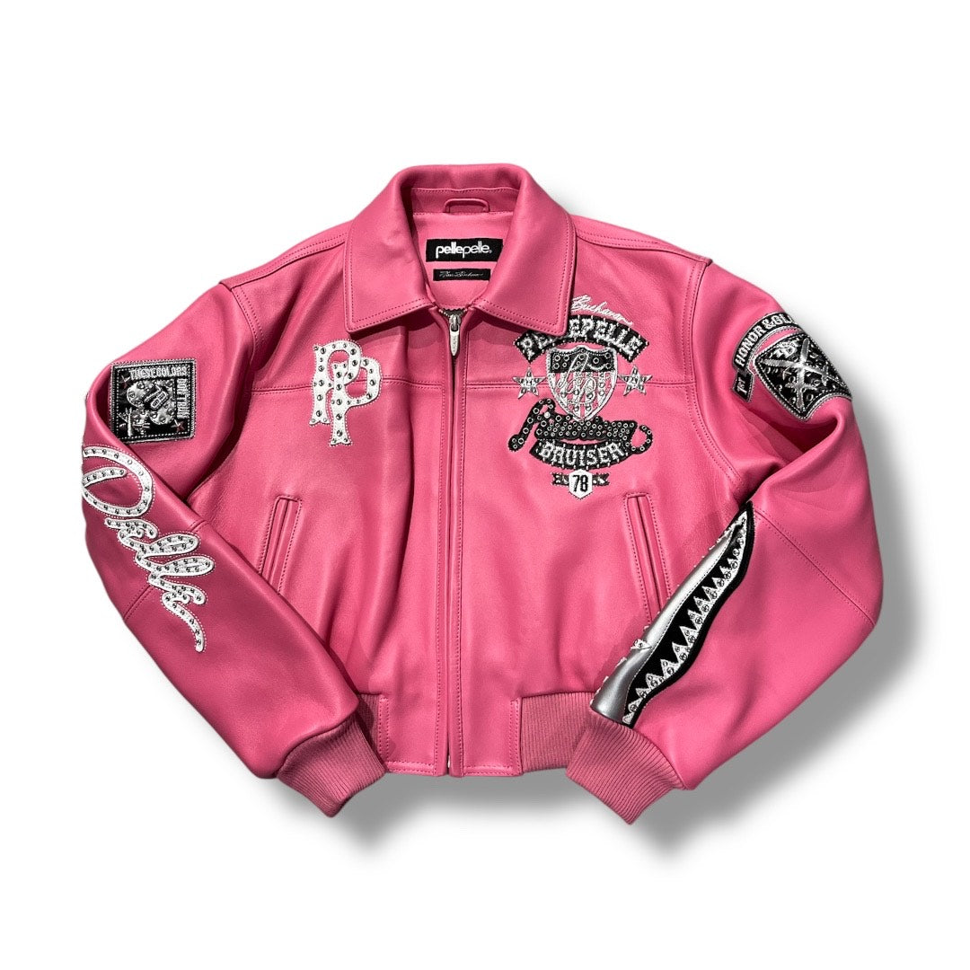 PELLE PELLE AMERICAN BRUISER WOMENS CROP JACKET PINK 325-37502