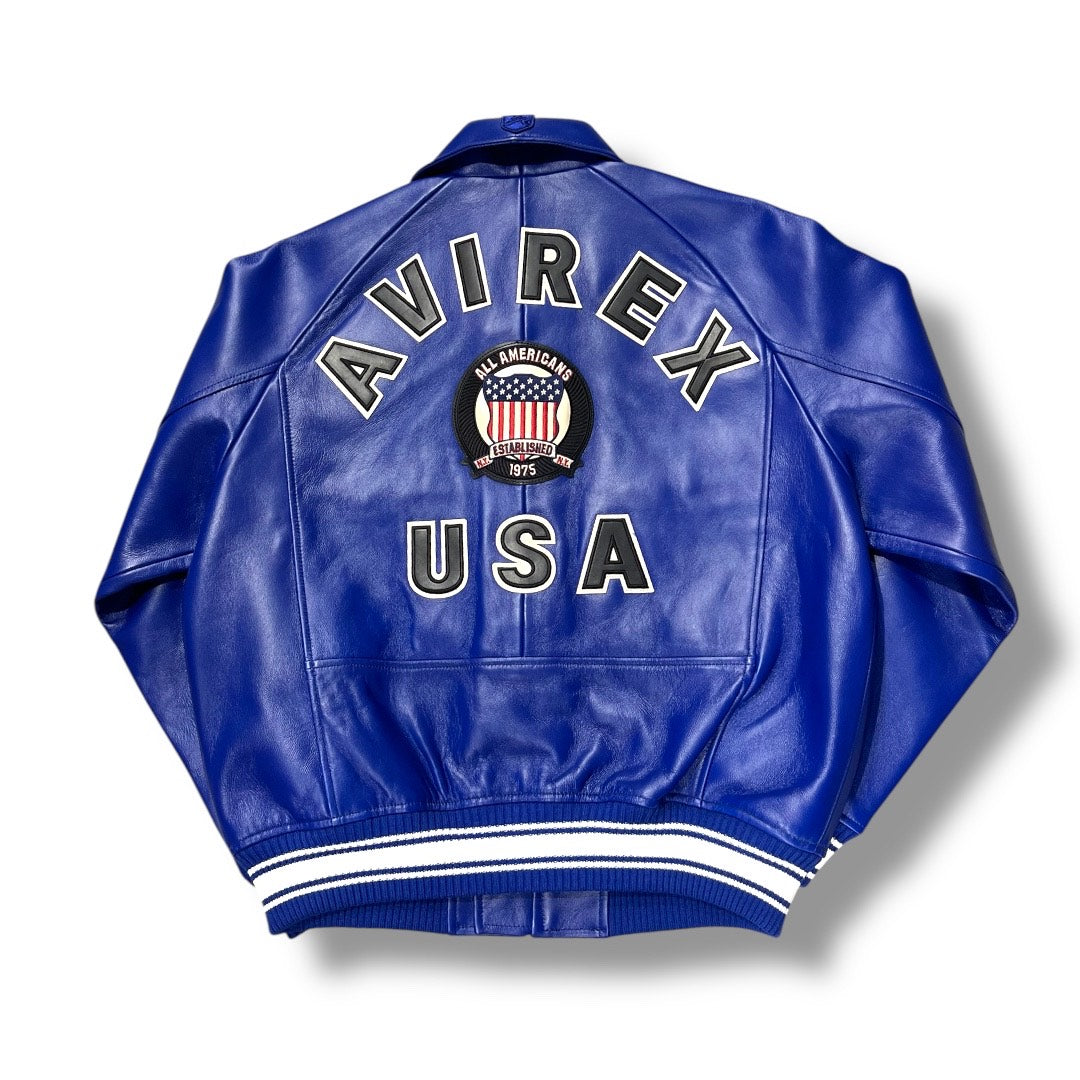 AVIREX ICON LEATHER JACKET MAZARINE BLUE 44AVF20BO01