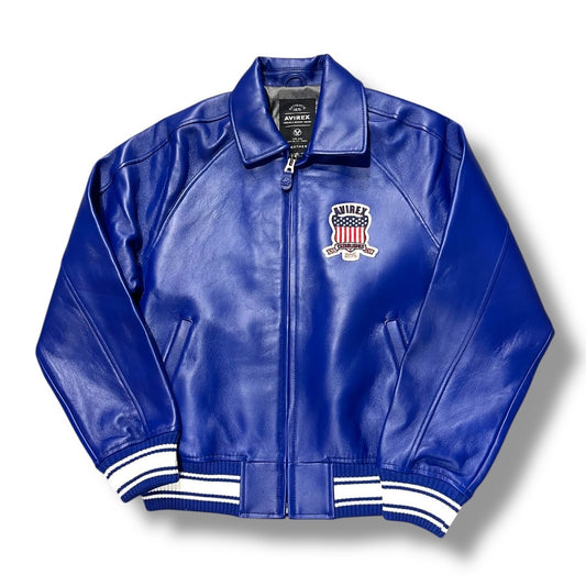 AVIREX ICON LEATHER JACKET MAZARINE BLUE 44AVF20BO01