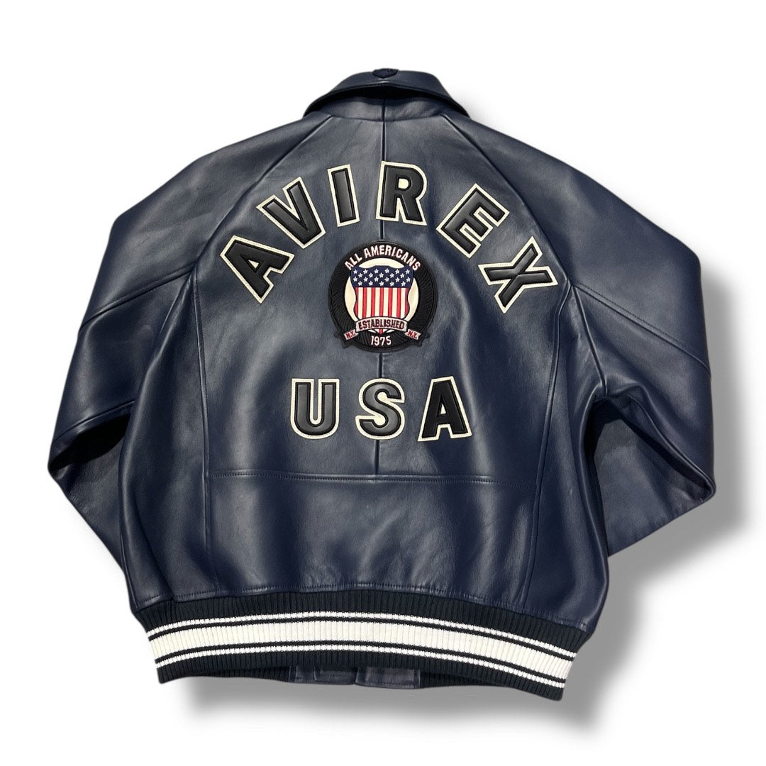 AVIREX ICON LEATHER JACKET NAVY 44AVF20BO01
