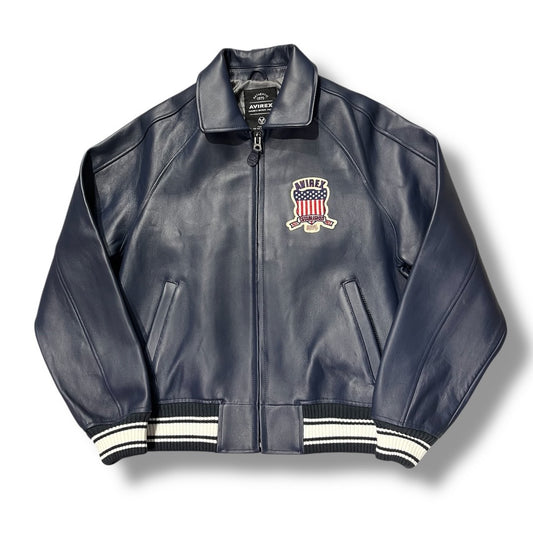 AVIREX ICON LEATHER JACKET NAVY 44AVF20BO01