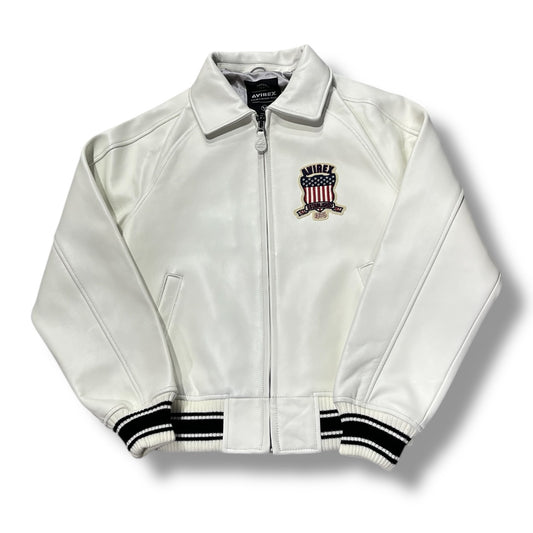 AVIREX ICON LEATHER JACKET SNOW WHITE 44AVF20BO01