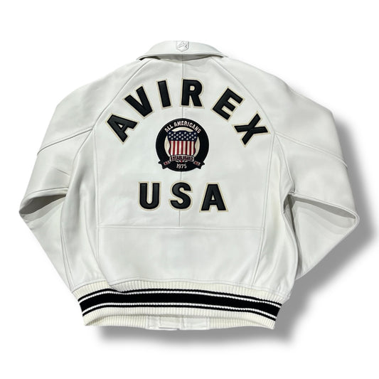 AVIREX ICON LEATHER JACKET SNOW WHITE 44AVF20BO01