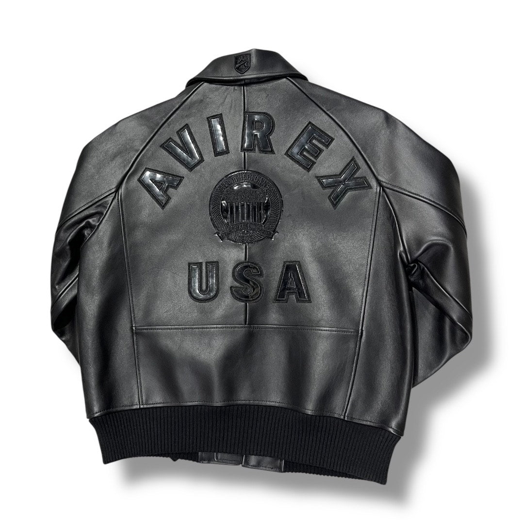AVIREX ICON LEATHER JACKET BLACK 44AVF20BO01