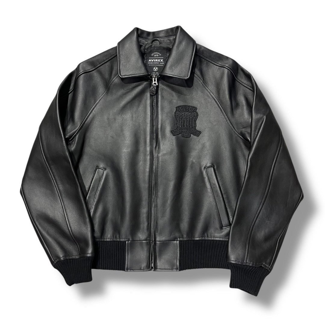 AVIREX ICON LEATHER JACKET BLACK 44AVF20BO01