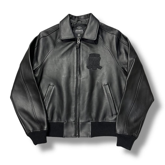 AVIREX ICON LEATHER JACKET BLACK 44AVF20BO01