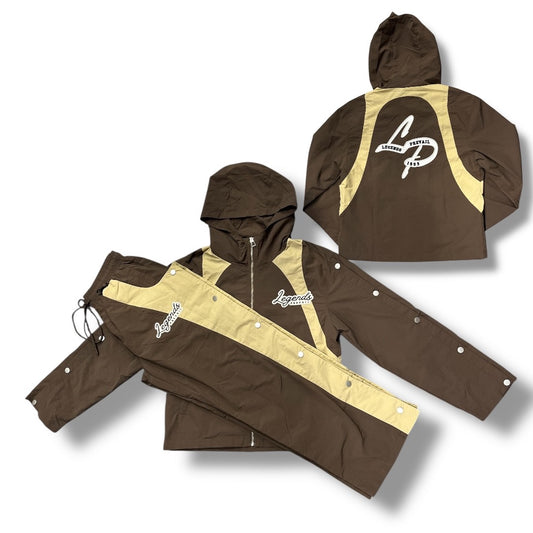 LEGENDS PREVAIL WINDBREAKER SET BROWN/CREAM WS-014