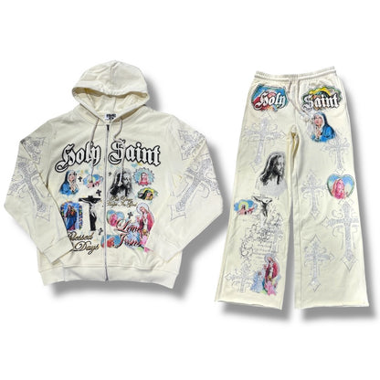 NME NYC SWEATSUIT SET CREAM