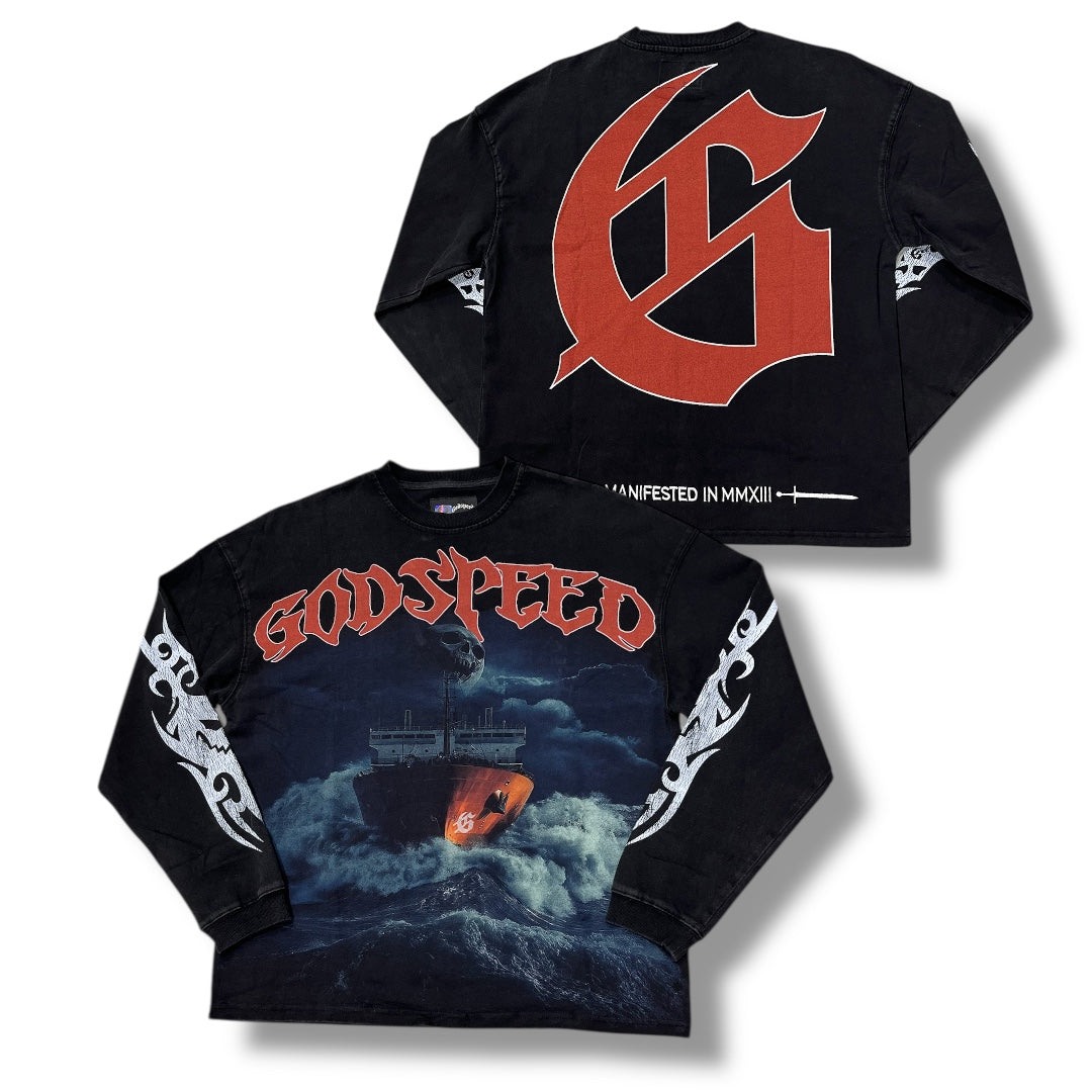 GODSPEED "SEA SICK" LONG SLEEVE TEE BLACK