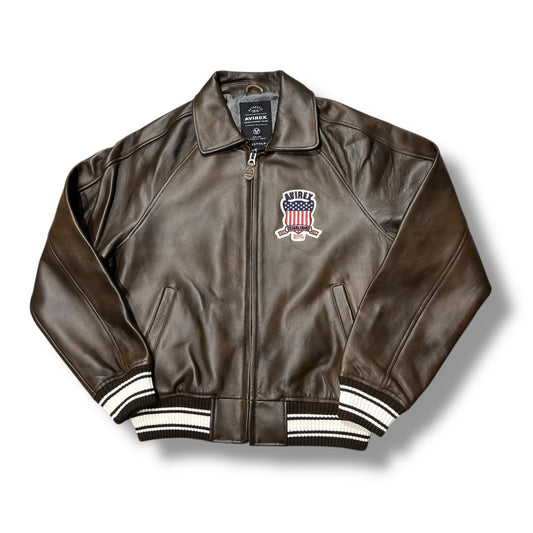 AVIREX ICON LEATHER JACKET VINTAGE BROWN 44AVF25IO21