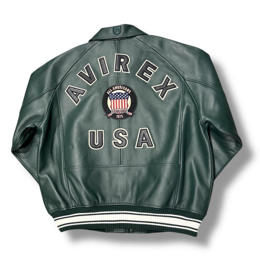 AVIREX ICON LEATHER JACKET HUNTER GREEN 44AVF25IO21