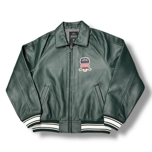 AVIREX ICON LEATHER JACKET HUNTER GREEN 44AVF25IO21