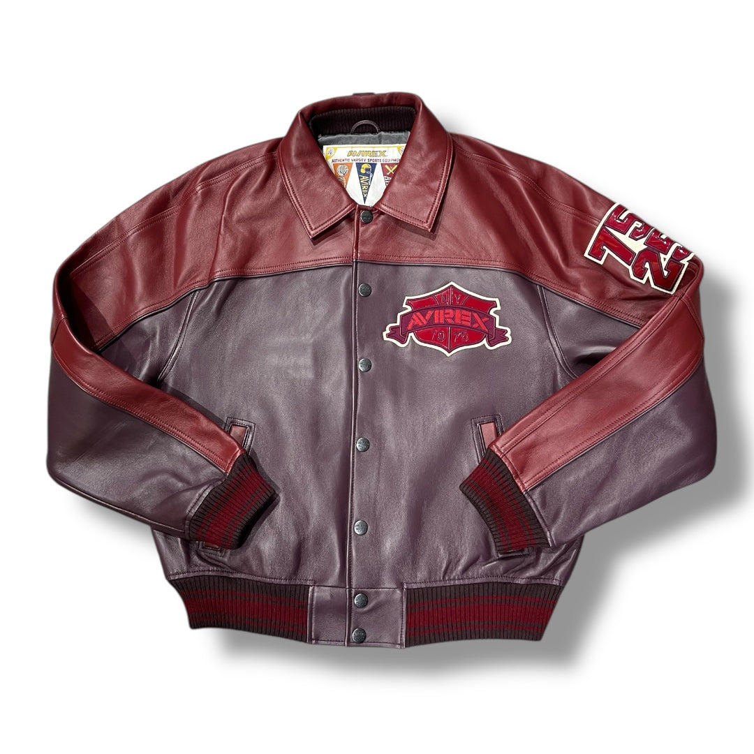AVIREX TRACK TEAM LEATHER JACKET DARK CHERRY 44AVF252O18 – Ballers