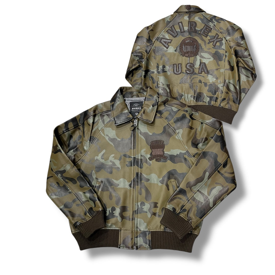 AVIREX ICON LEATHER JACKET CAMO 44AVF252O04