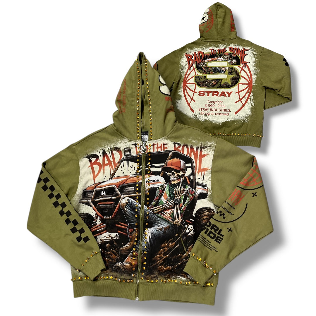 STRAY ZIP HOODIE OLIVE ST1554