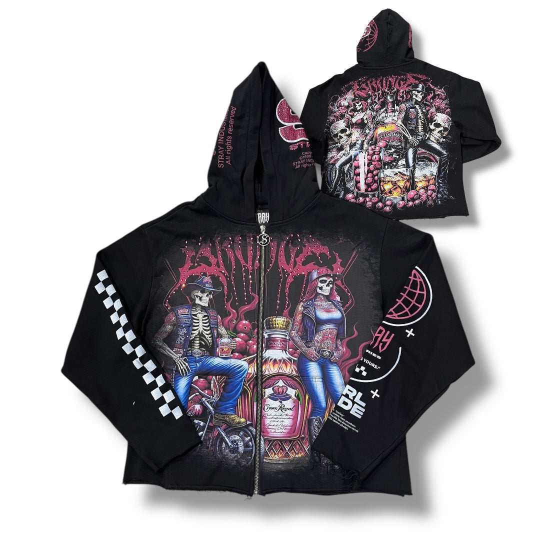 STRAY ZIP HOODIE BLACK ST1555