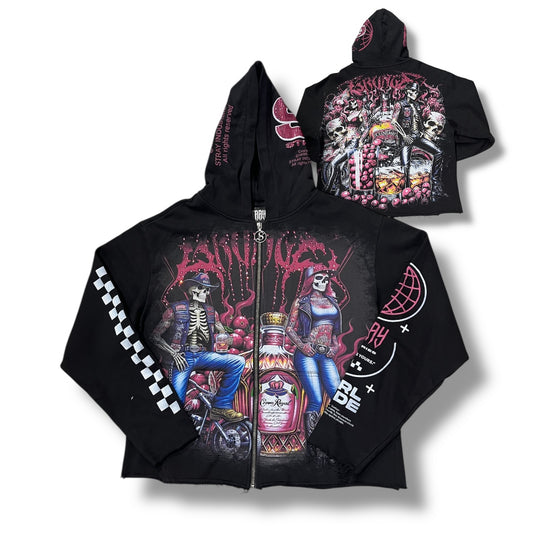 STRAY ZIP HOODIE BLACK ST1555