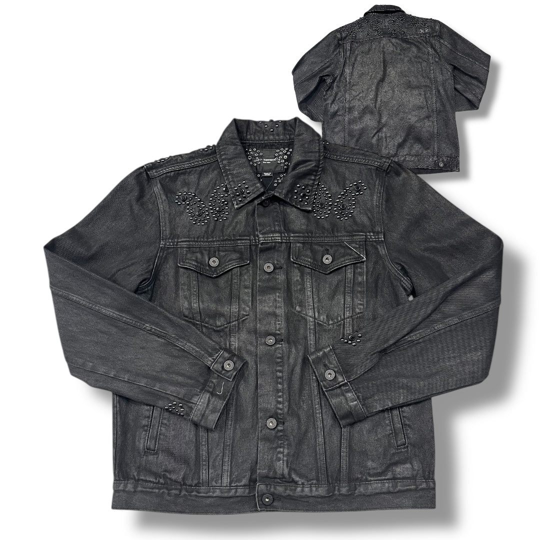 CULT OF INDIVIDUALITY DENIM PAISLEY JACKET BLACK 625B10-TT7A