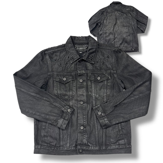 CULT OF INDIVIDUALITY DENIM PAISLEY JACKET BLACK 625B10-TT7A