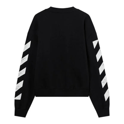 Ballers Clothing Shop black L/AB c/o Off-White crewneck sweater with white diagonal sleeve print, back view