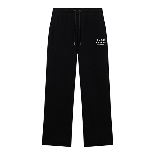 Ballers Clothing Shop black Off-White L/AB diag jogger pants with white logo and drawstring waist