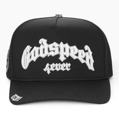 Ballers Clothing Shop black water-resistant hat featuring white embroidered Godspeed logo and side detailing.