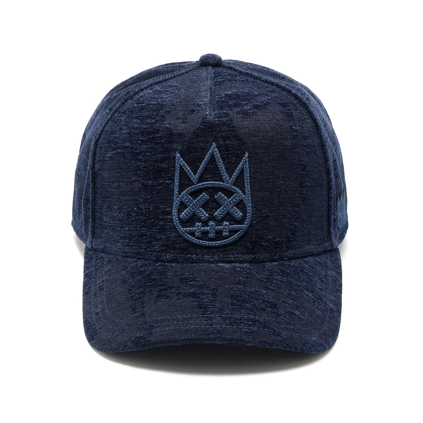 Ballers Clothing Shop navy jacquard A-frame trucker hat with raised chain-stitch Shimuchan logo embroidery