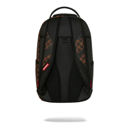 Ballers Clothing Shop Sprayground Claw Tear Check backpack featuring a brown and black checkerboard pattern back view