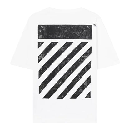 Ballers Clothing Shop white oversized cotton t-shirt with black diagonal motif print on the back